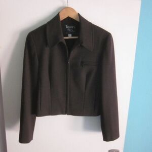 Judith & Charles Teenflo Zip Up  Gray Wool Blazer Size 8